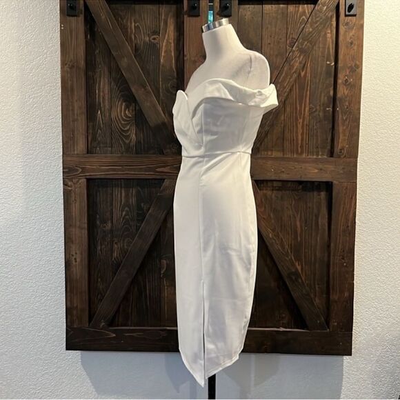 NWT Off The Shoulder Dresses Wedding Guest Cocktail Party Bodycon Split Dress - Picture 6 of 13